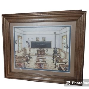 2 Early American Classroom Patriotic Framed Wall Art